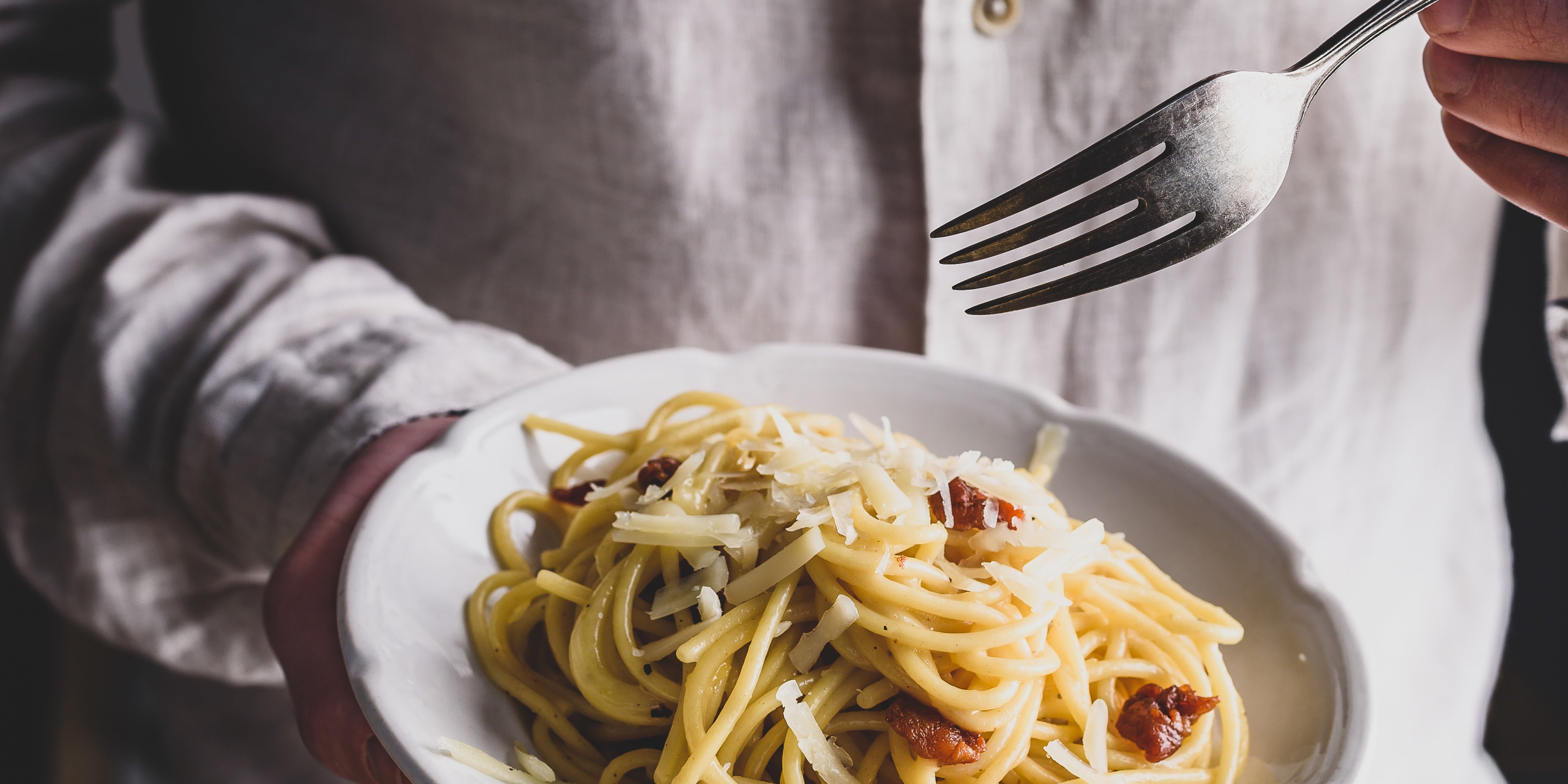 Pasta carbonara met parmezaan